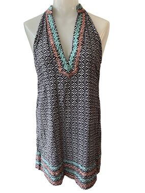 THML Artsy Geometric Boho Embroidered Shift Dress size S
